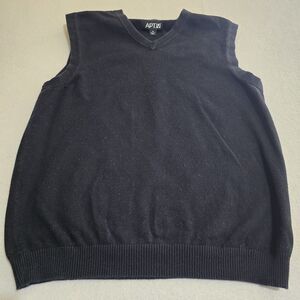 Apt.9 Men's Vest Black V-Neck Knit Sweater Cotton Nylon Size Medium